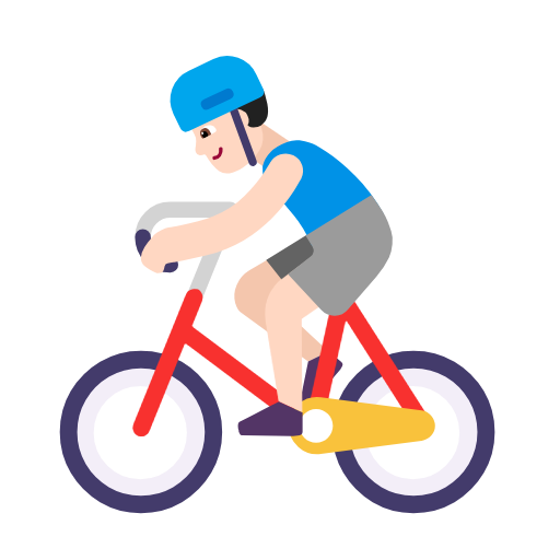 Man Biking: Light Skin Tone on Microsoft Fluent