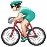 Man Biking: Light Skin Tone on WhatsApp