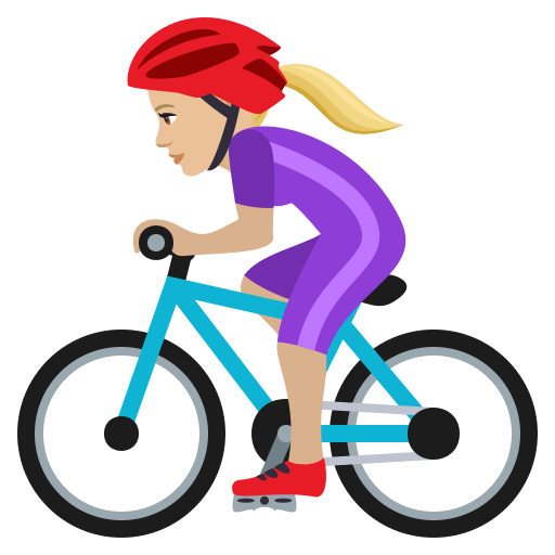 Woman Biking: Medium-Light Skin Tone on JoyPixels