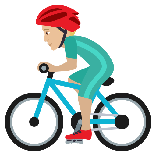 Man Biking: Medium-Light Skin Tone on JoyPixels