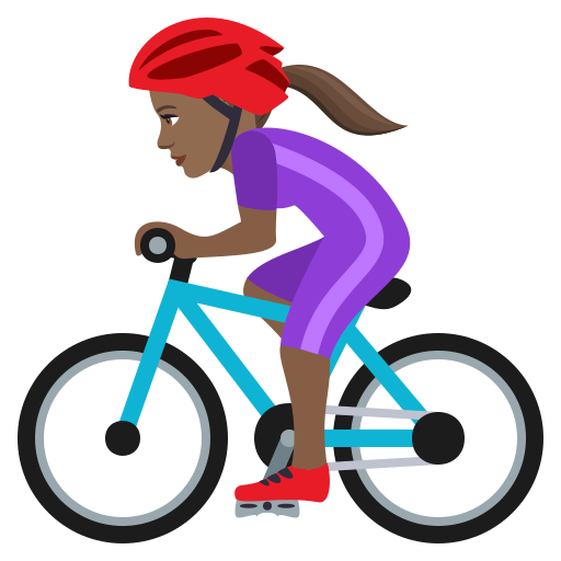Woman Biking: Medium-Dark Skin Tone on JoyPixels