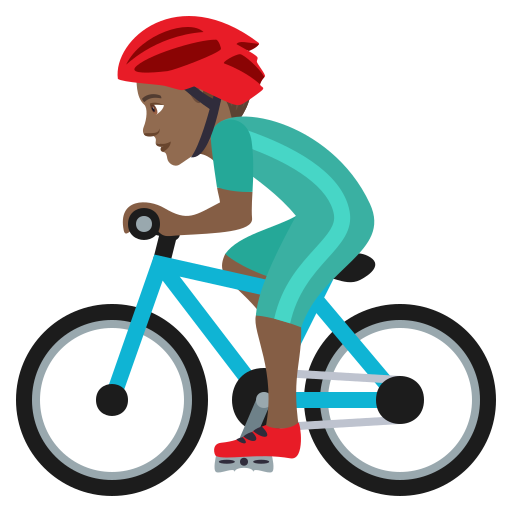 Man Biking: Medium-Dark Skin Tone on JoyPixels