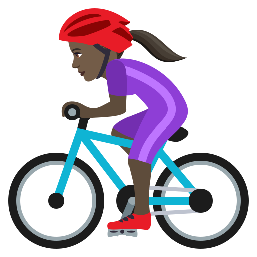 Woman Biking: Dark Skin Tone on JoyPixels