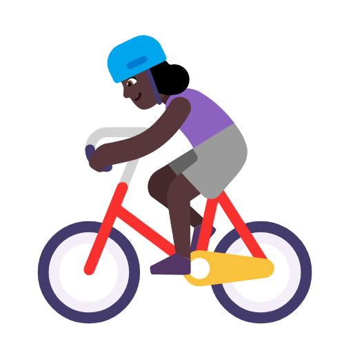 Woman Biking: Dark Skin Tone on Microsoft Fluent