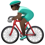 Man Biking: Dark Skin Tone on WhatsApp