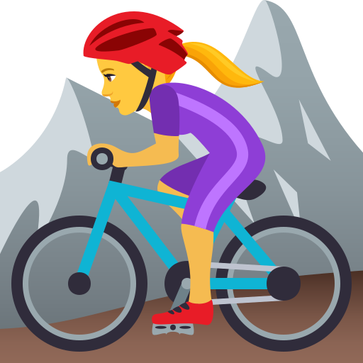 Woman Mountain Biking on JoyPixels