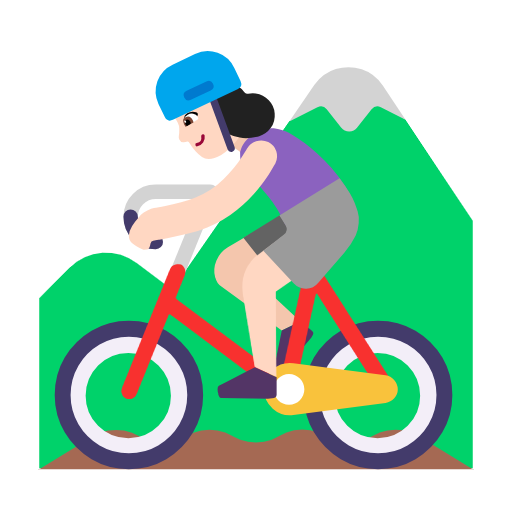 Woman Mountain Biking: Light Skin Tone on Microsoft Fluent