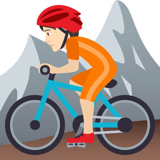 Mountain Bicyclist: Light Skin Tone on JoyPixels