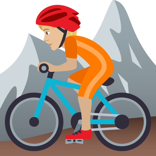 Mountain Bicyclist: Medium-Light Skin Tone on JoyPixels