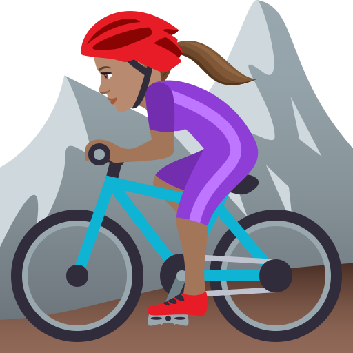 Woman Mountain Biking: Medium Skin Tone on JoyPixels