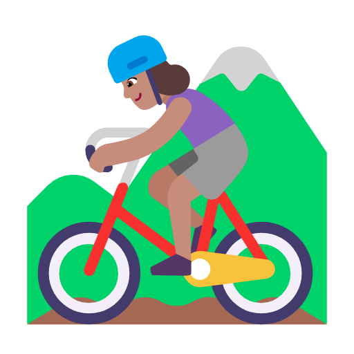Woman Mountain Biking: Medium Skin Tone on Microsoft Fluent