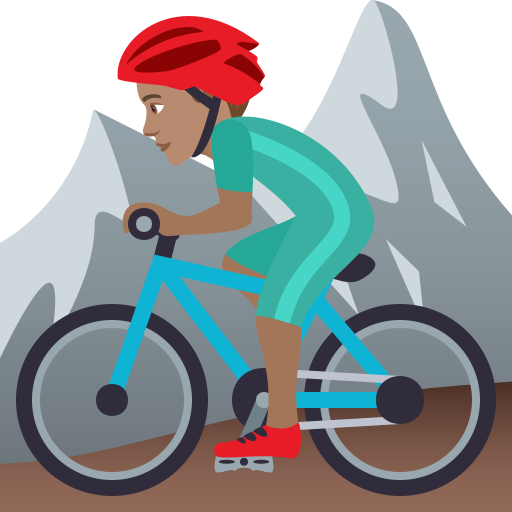 Man Mountain Biking: Medium Skin Tone on JoyPixels