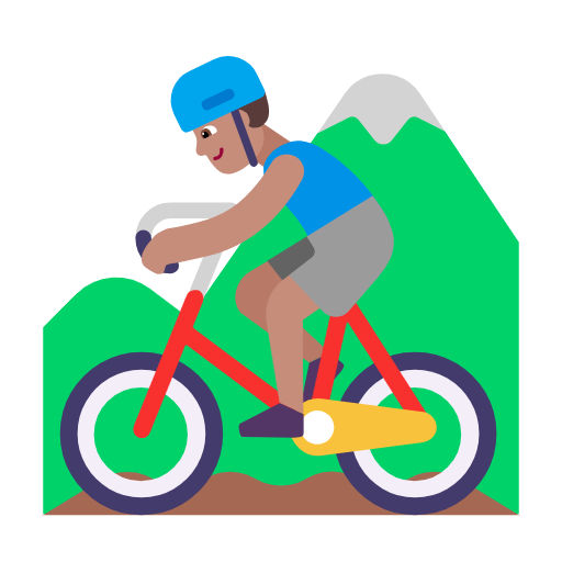 Man Mountain Biking: Medium Skin Tone on Microsoft Fluent