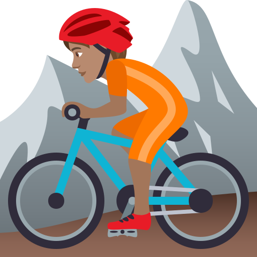 Mountain Bicyclist: Medium Skin Tone on JoyPixels