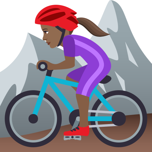Woman Mountain Biking: Medium-Dark Skin Tone on JoyPixels