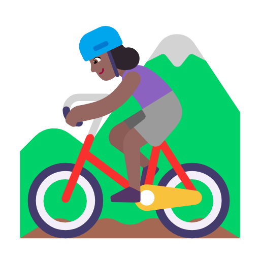 Woman Mountain Biking: Medium-Dark Skin Tone on Microsoft Fluent