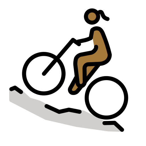 Woman Mountain Biking: Medium-Dark Skin Tone on OpenMoji