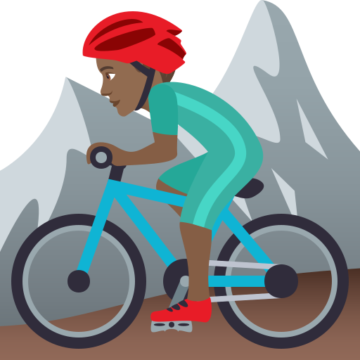 Man Mountain Biking: Medium-Dark Skin Tone on JoyPixels