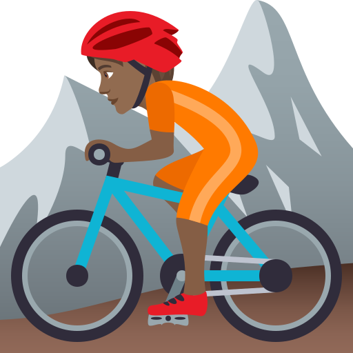 Mountain Bicyclist: Medium-Dark Skin Tone on JoyPixels