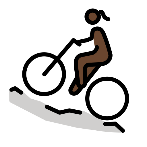 Woman Mountain Biking: Dark Skin Tone on OpenMoji