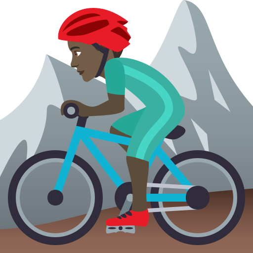 Man Mountain Biking: Dark Skin Tone on JoyPixels