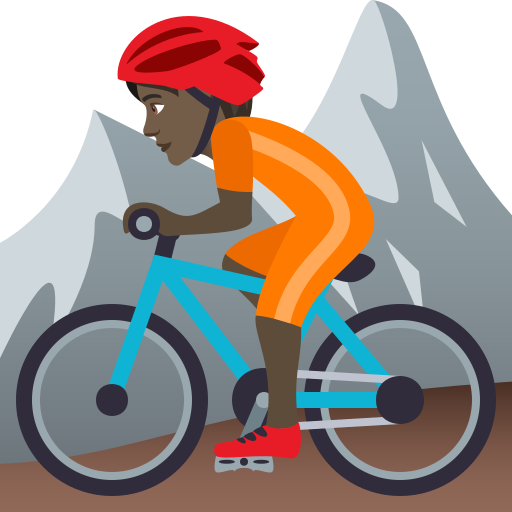 Mountain Bicyclist: Dark Skin Tone on JoyPixels