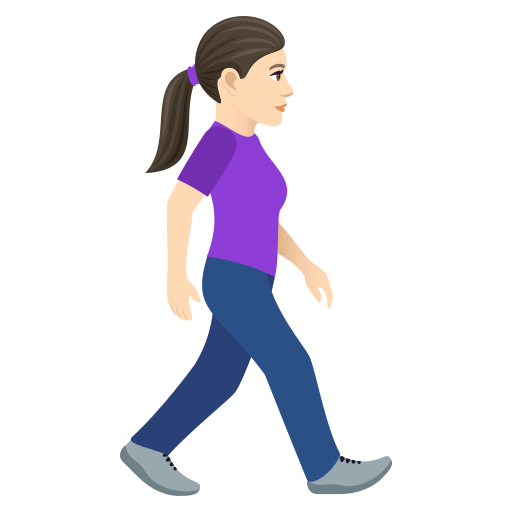 Woman Walking Facing Right: Light Skin Tone on JoyPixels