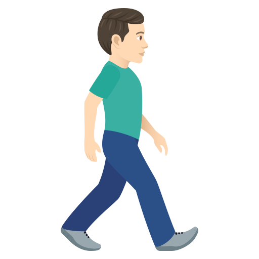 Man Walking Facing Right: Light Skin Tone on JoyPixels