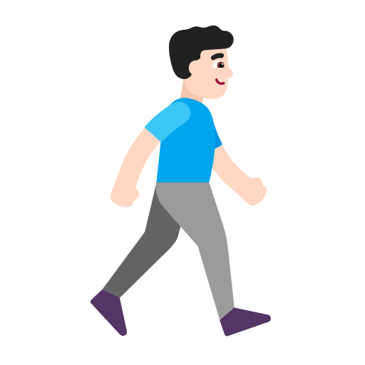 Man Walking Facing Right: Light Skin Tone on Microsoft Fluent