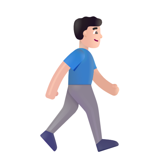 Man Walking Facing Right: Light Skin Tone on Microsoft 3D