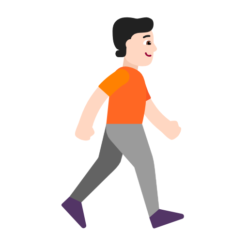 Person Walking Facing Right: Light Skin Tone on Microsoft Fluent