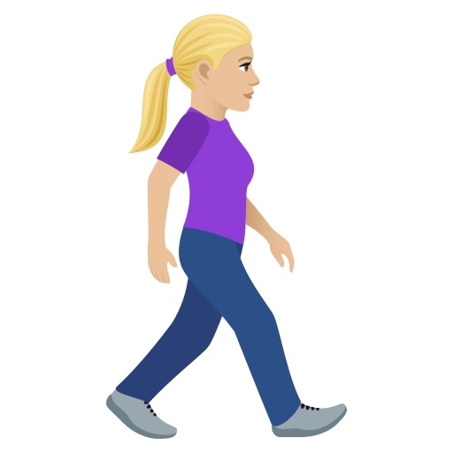 Woman Walking Facing Right: Medium-Light Skin Tone on JoyPixels