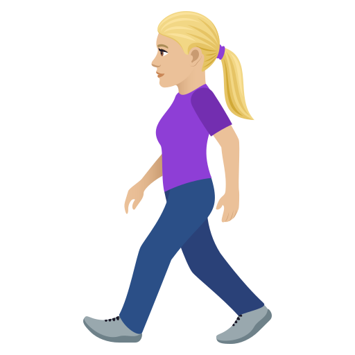 Woman Walking: Medium-Light Skin Tone on JoyPixels