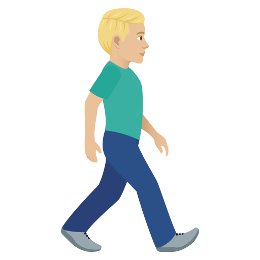Man Walking Facing Right: Medium-Light Skin Tone on JoyPixels