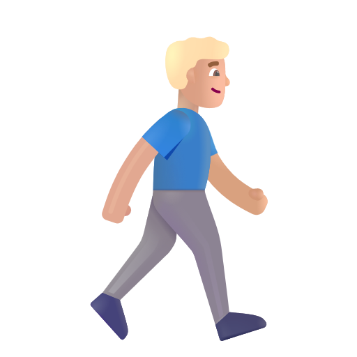 Man Walking Facing Right: Medium-Light Skin Tone on Microsoft 3D