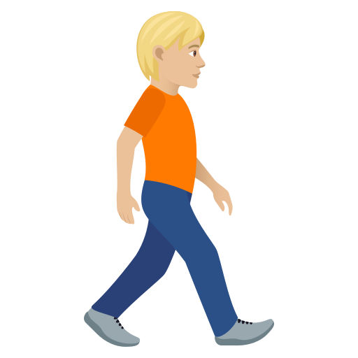 Person Walking Facing Right: Medium-Light Skin Tone on JoyPixels