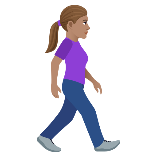 Woman Walking Facing Right: Medium Skin Tone on JoyPixels