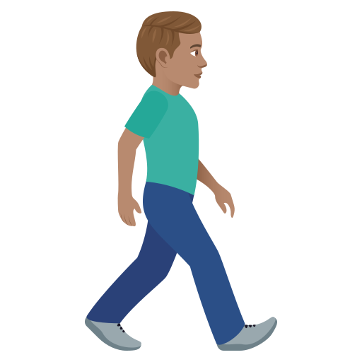 Man Walking Facing Right: Medium Skin Tone on JoyPixels