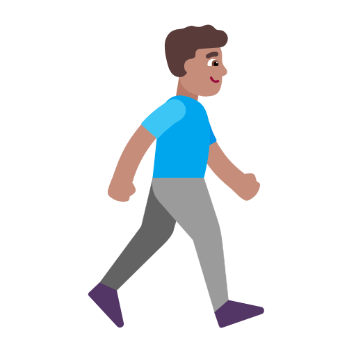 Man Walking Facing Right: Medium Skin Tone on Microsoft Fluent