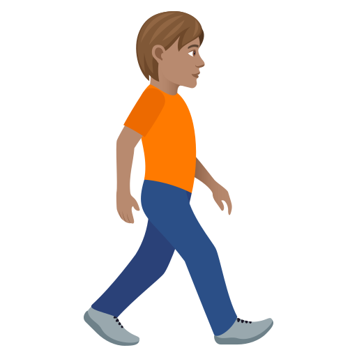Person Walking Facing Right: Medium Skin Tone on JoyPixels