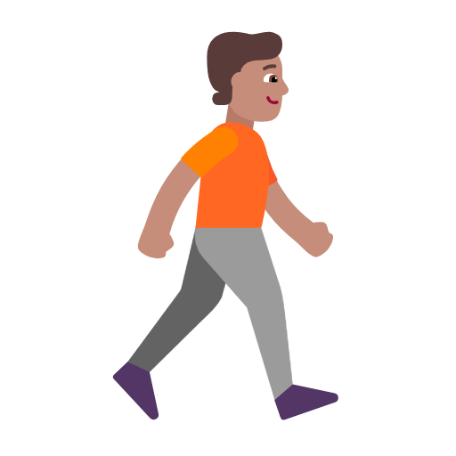 Person Walking Facing Right: Medium Skin Tone on Microsoft Fluent