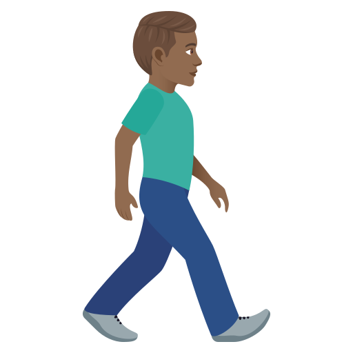 Man Walking Facing Right: Medium-Dark Skin Tone on JoyPixels