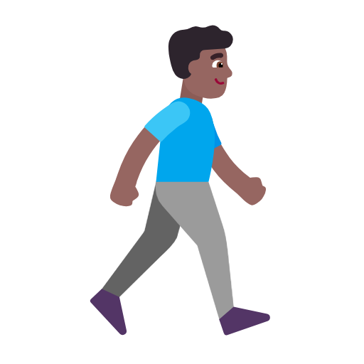 Man Walking Facing Right: Medium-Dark Skin Tone on Microsoft Fluent