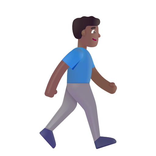 Man Walking Facing Right: Medium-Dark Skin Tone on Microsoft 3D
