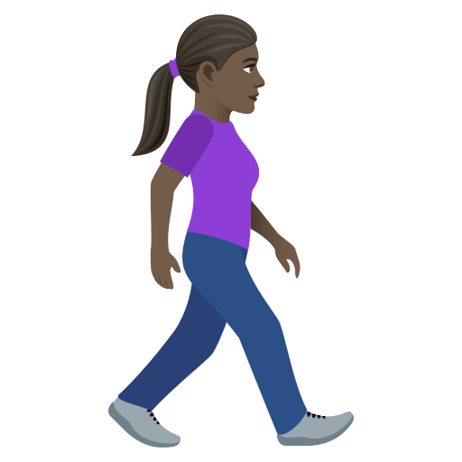 Woman Walking Facing Right: Dark Skin Tone on JoyPixels