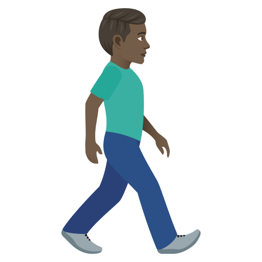 Man Walking Facing Right: Dark Skin Tone on JoyPixels