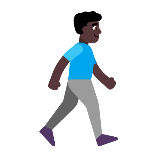 Man Walking Facing Right: Dark Skin Tone on Microsoft Fluent