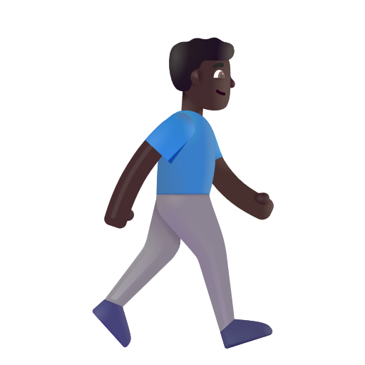 Man Walking Facing Right: Dark Skin Tone on Microsoft 3D