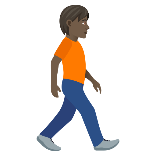 Person Walking Facing Right: Dark Skin Tone on JoyPixels