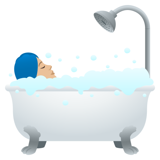 Bath: Medium-Light Skin Tone on JoyPixels